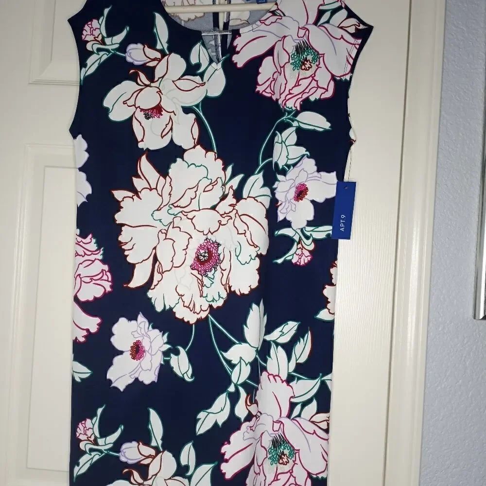 New Apt.9 m Sleeveless Multicolored Floral Print Knee Length Women's Dress